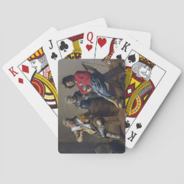 Twee jongens en een meisje die muziek maken (muzik pokerkaarten