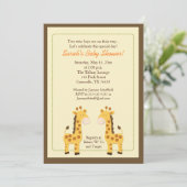 Twee jongens Giraffe 5x7 Baby shower uitnodiging (Staand voorkant)