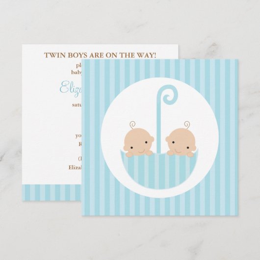 Twee jongens in Blue Umbrella Kaart (Voorkant / Achterkant)