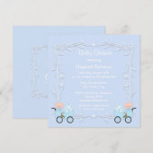 Twee jongens in Carriages Blue Baby shower Kaart (Voorkant / Achterkant)