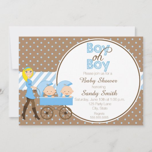 Twee jongens in een Uitnodiging van het Baby showe (Voorkant)