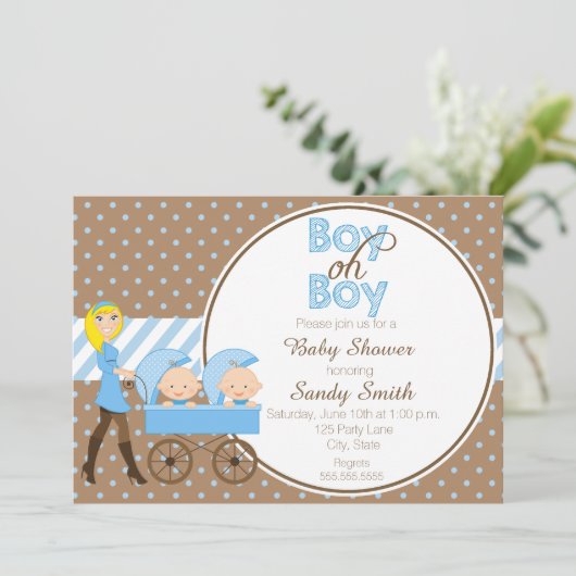 Twee jongens in een Uitnodiging van het Baby showe (Staand voorkant)