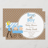 Twee jongens in een Uitnodiging van het Baby showe (Voorkant / Achterkant)