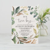 Twee jongens Rustic buitenshuis tweeling baby show Kaart (Staand voorkant)