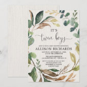 Twee jongens Rustic buitenshuis tweeling baby show Kaart (Voorkant / Achterkant)