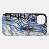 Twee jongens vallen van een slee Morzine Case-Mate iPhone Case (Achterkant (horizontaal))