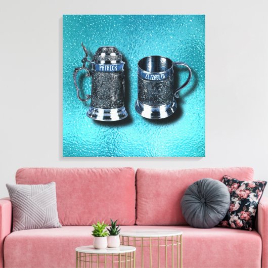 Twee Jubileum bruiloft genoemd de Mokken van de Be Canvas Afdruk (Insitu (Woonkamer))