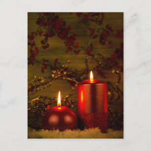 Twee kaarsen kerstdecoratie feestdagenkaart