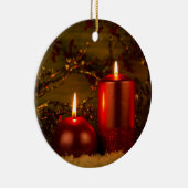 Twee kaarsen kerstversiering keramisch ornament (Rechts)