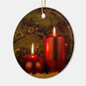 Twee kaarsen kerstversiering keramisch ornament (Links)