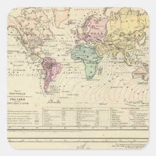 Twee kaarten van de wereld vierkante sticker