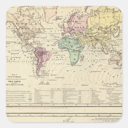 Twee kaarten van de wereld vierkante sticker (Voorkant)