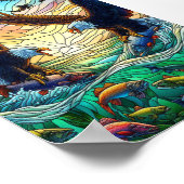 Twee kale adelaars vangen vis over water 5 "x7" poster (Hoek)