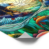 Twee Kale Adelaars Vangen Vissen Over Water 8x10 Poster (Hoek)