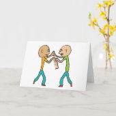 Twee kale Mannen vechten om een kam Kaart (Gele Bloem)
