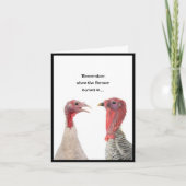 Twee kalkoenen denken aan Thanksgiving Kaart (Voorkant)