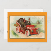 Twee kalkoenen met auto Thanksgiving Briefkaart (Voorkant / Achterkant)