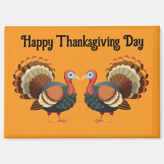 Twee Kalkoenen Thanksgiving Magneet (Voorkant)