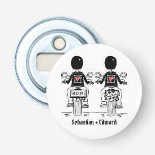 Twee kamers Biker Motorfiets Bruiloft Favor Button Flesopener