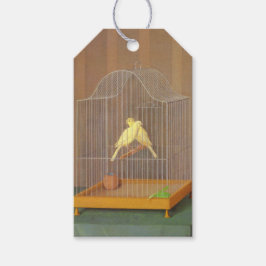 Twee kanaries in een kooi (door Antonio Donghi) Cadeaulabel