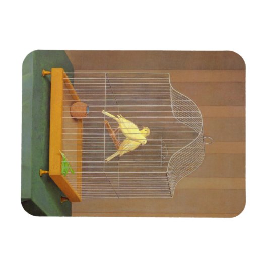 Twee kanaries in een kooi (door Antonio Donghi) Magneet (Horizontaal)
