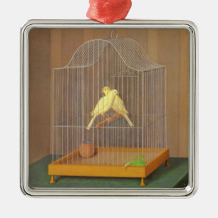 Twee kanaries in een kooi (door Antonio Donghi) Metalen Ornament