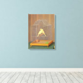 Twee kanarievogels in een kooi (door Antonio Dongh Canvas Afdruk (Insitu (Houten vloer))