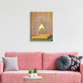 Twee kanarievogels in een kooi (door Antonio Dongh Canvas Afdruk (Insitu (Woonkamer))