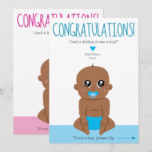 Twee kanten Baby gender onthullen etnische felicit Kaart (Voorkant / Achterkant)