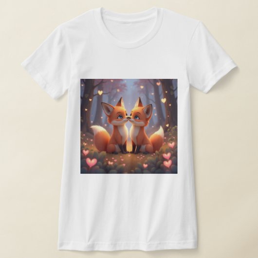 Twee-kanten grillige Fox paar T-shirt (Laagn)