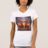Twee-kanten grillige Fox paar T-shirt (Voorkant)