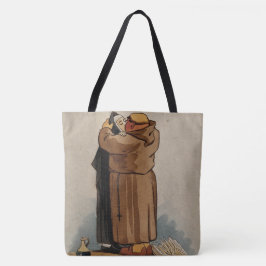 Twee kanten, Monk Kissing Nun en Brown Cross Tote Bag