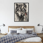 Twee Kanten van Dezelfde Wolf Canvas Afdruk (Insitu (Slaapkamer))