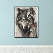 Twee Kanten van Dezelfde Wolf Canvas Afdruk (Insitu (Houten vloer))