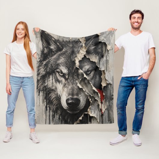 Twee Kanten van Dezelfde Wolf Fleece Deken (In situ)