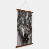 Twee kanten van dezelfde wolf hangend wandkleed (Gebogen)