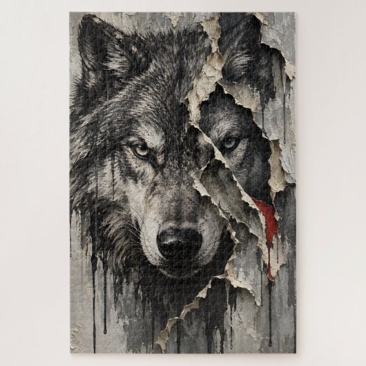 Twee Kanten van Dezelfde Wolf Legpuzzel (Verticaal)
