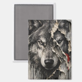 Twee Kanten van Dezelfde Wolf Magneet (Voorkant / Achterkant)