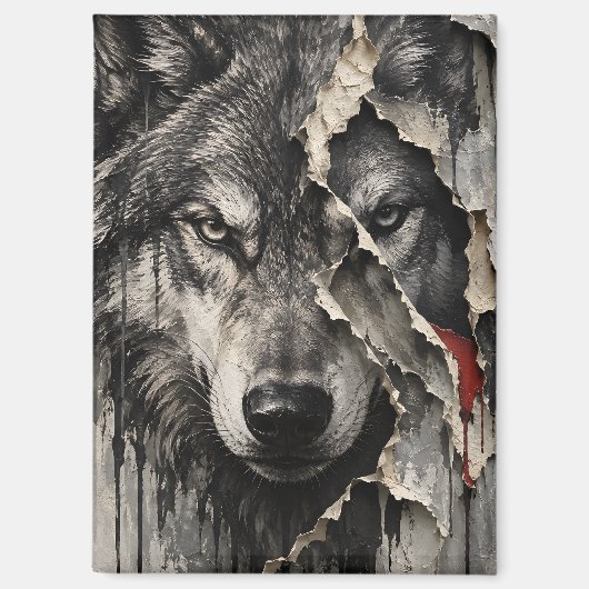 Twee Kanten van Dezelfde Wolf Magneet (Voorkant)
