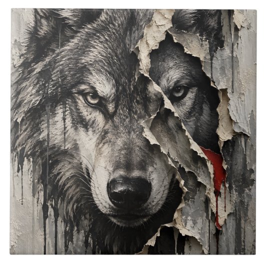 Twee Kanten van Dezelfde Wolf Tegeltje (Voorkant)