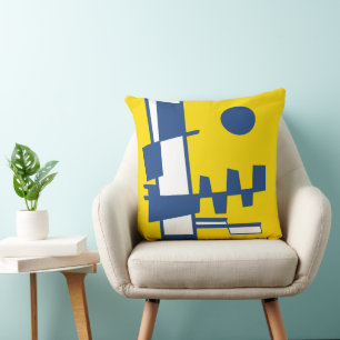 Twee kanten van etniciteit Geel Blauw Wit Kussen
