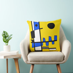 Twee kanten van etniciteit Geel Blauw Zwart Wit Kussen