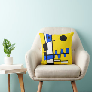 Twee kanten van etniciteit Geel Blauw Zwart Wit Kussen