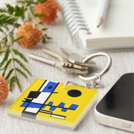 Twee kanten van etniciteit Geel Blauw Zwart Wit Sleutelhanger