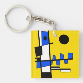 Twee kanten van etniciteit Geel Blauw Zwart Wit Sleutelhanger