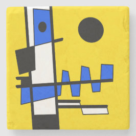 Twee kanten van etniciteit Geel Blauw Zwart Wit Stenen Onderzetter