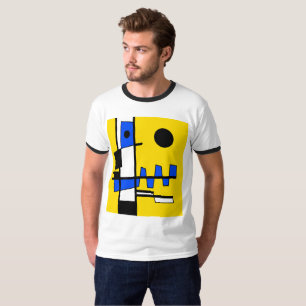 Twee kanten van etniciteit Geel Blauw Zwart Wit T-shirt