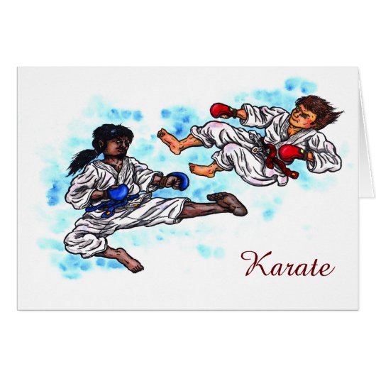 twee karate mannen vechten rond het toernooi (Voorkant Horizontaal)