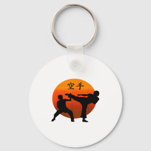 Twee Karate Vechters Met Rijzende Zon En Karate Wo Sleutelhanger