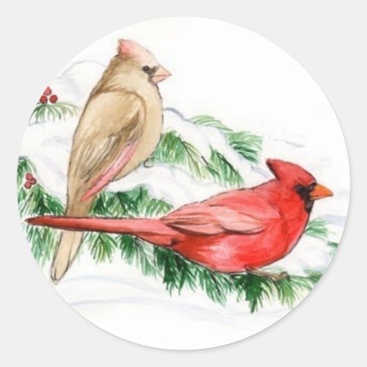 Twee kardinalen Bird Art Stickers (Voorkant)